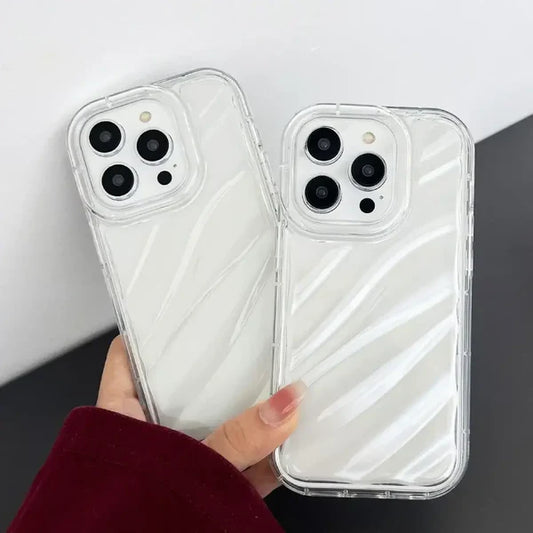 Mirror Silver holographic Wavy Anti-Burst Case