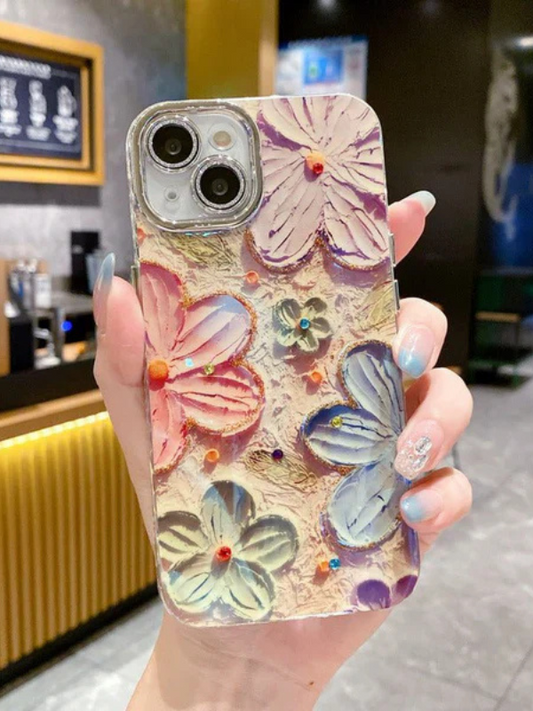 Blooms Floral iPhone Case w/ Crystal Lens Protector