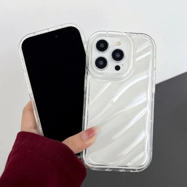 Mirror Silver holographic Wavy Anti-Burst Case