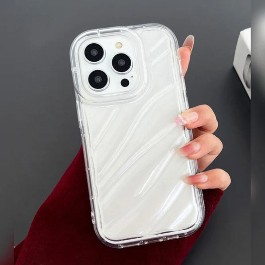 Mirror Silver holographic Wavy Anti-Burst Case