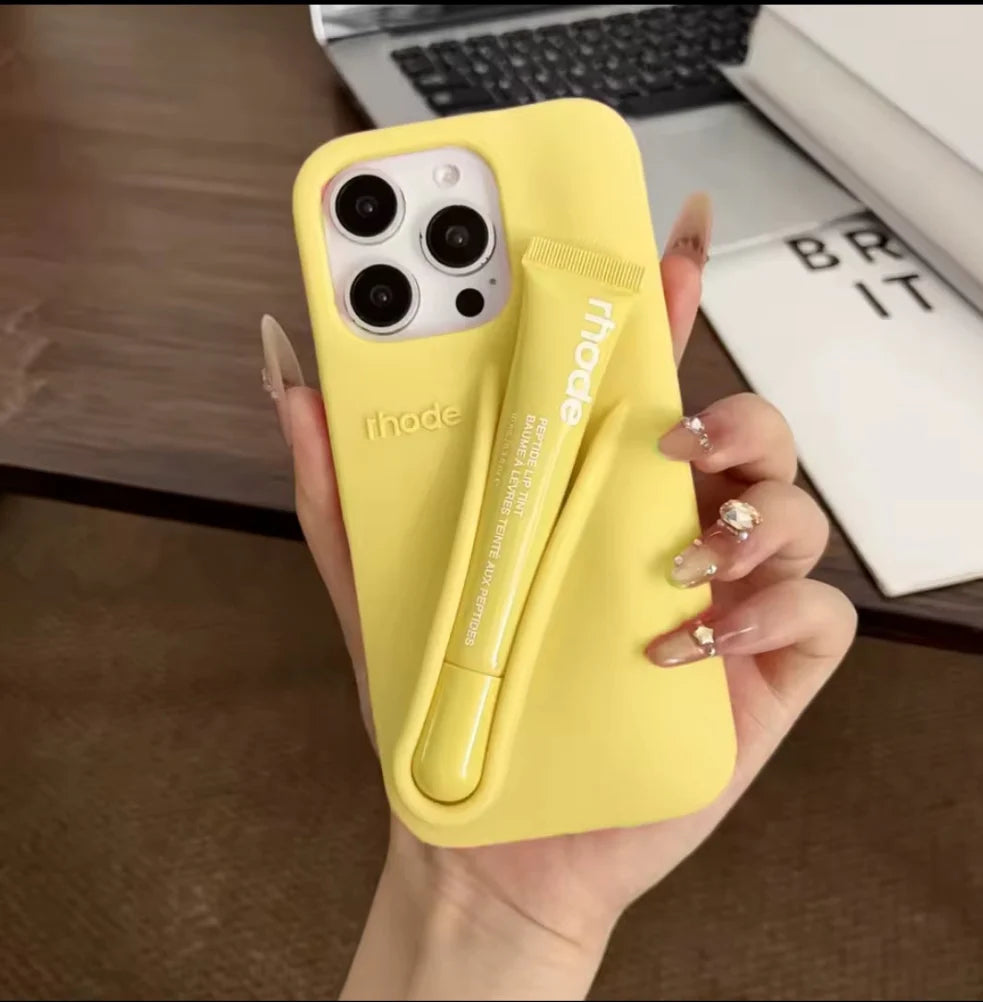 Premium Lip-Gloss Phone Case (Lemon)