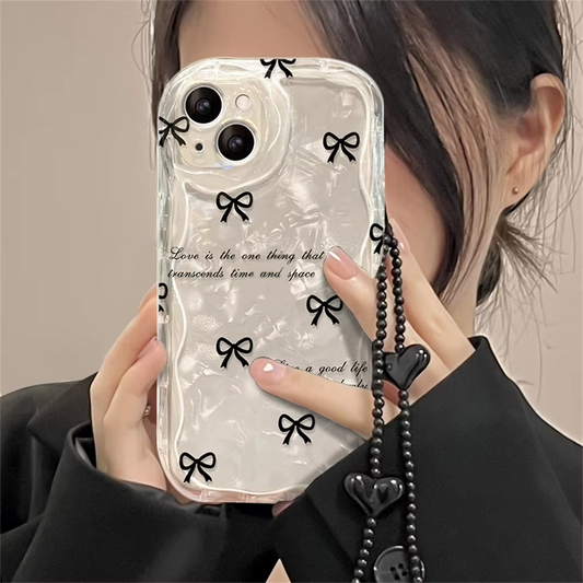 Cute Aesthetic Black Bow Case