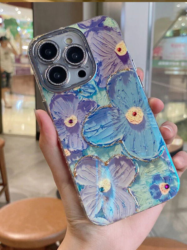 Blooms Floral iPhone Case w/ Crystal Lens Protector