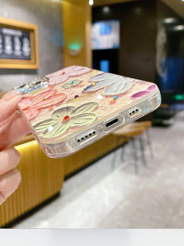 Blooms Floral iPhone Case w/ Crystal Lens Protector